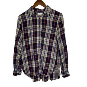 Ralph Lauren Denim Supply Red Blue Plaid Long Sleeve Button Shirt Size M Women’s